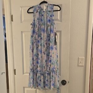 Adrianna Papell Blue Multi Chiffon Dress